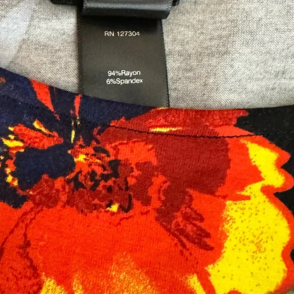 Ali Miles | Knit Tropical Floral Print Tunic Round Neck High Low Hem - Picture 9 of 9